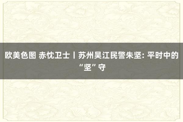 欧美色图 赤忱卫士丨苏州吴江民警朱坚: 平时中的“坚”守