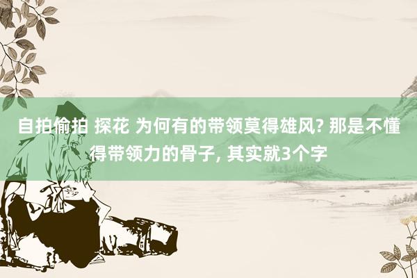 自拍偷拍 探花 为何有的带领莫得雄风? 那是不懂得带领力的骨子， 其实就3个字