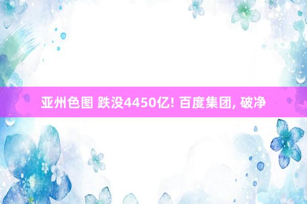 亚州色图 跌没4450亿! 百度集团， 破净