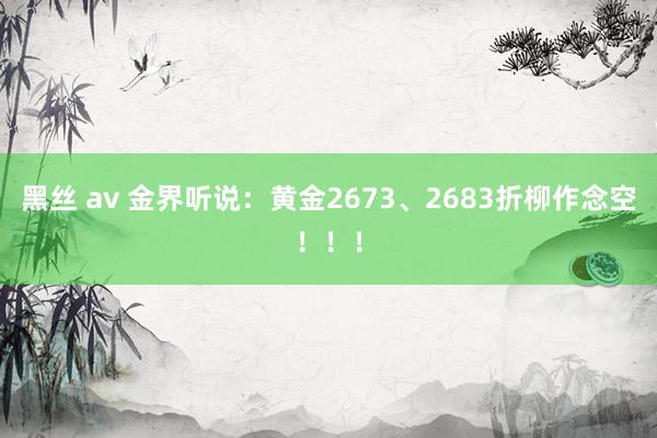 黑丝 av 金界听说：黄金2673、2683折柳作念空！！！