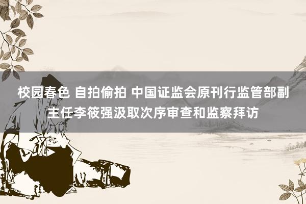 校园春色 自拍偷拍 中国证监会原刊行监管部副主任李筱强汲取次序审查和监察拜访