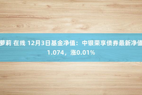萝莉 在线 12月3日基金净值：中银荣享债券最新净值1.074，涨0.01%