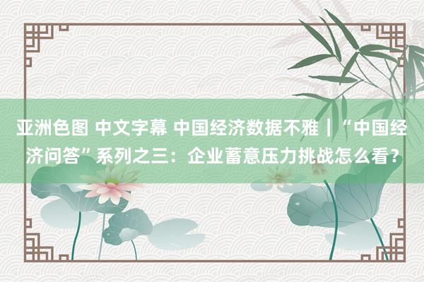 亚洲色图 中文字幕 中国经济数据不雅｜“中国经济问答”系列之三：企业蓄意压力挑战怎么看？