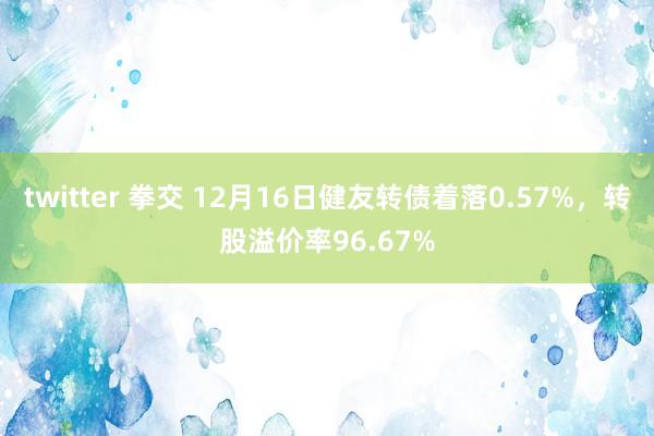twitter 拳交 12月16日健友转债着落0.57%，转股溢价率96.67%