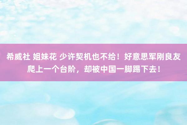 希威社 姐妹花 少许契机也不给！好意思军刚良友爬上一个台阶，却被中国一脚踢下去！