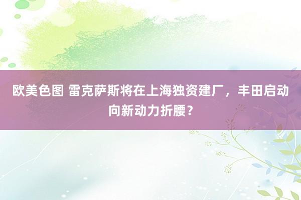 欧美色图 雷克萨斯将在上海独资建厂，丰田启动向新动力折腰？