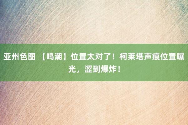 亚州色图 【鸣潮】位置太对了！柯莱塔声痕位置曝光，涩到爆炸！