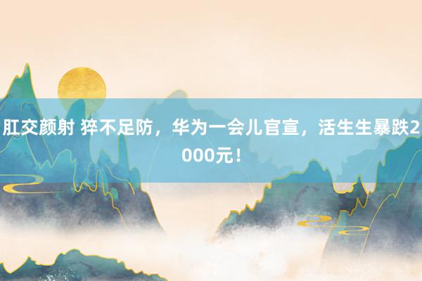 肛交颜射 猝不足防，华为一会儿官宣，活生生暴跌2000元！