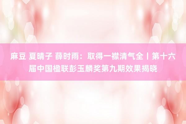 麻豆 夏晴子 薛时雨：取得一襟清气全丨第十六届中国楹联彭玉麟奖第九期效果揭晓