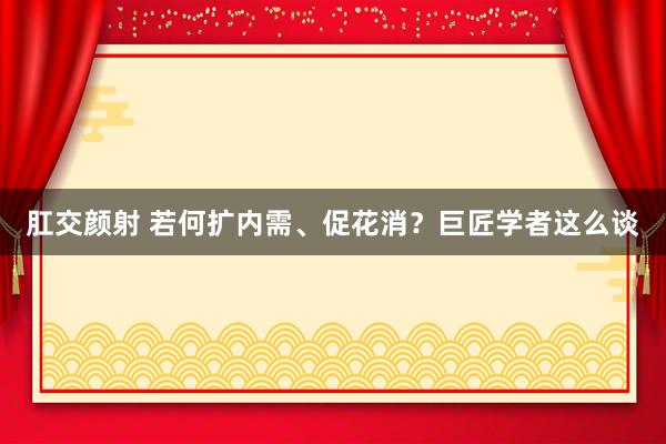 肛交颜射 若何扩内需、促花消？巨匠学者这么谈