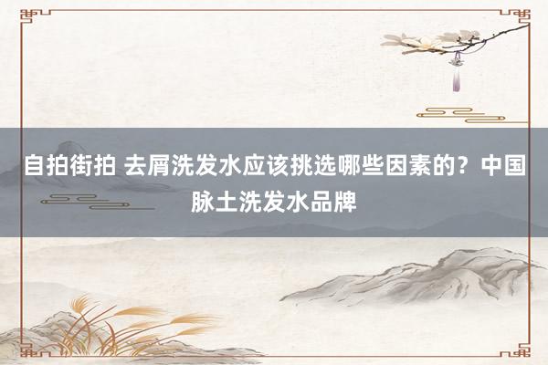 自拍街拍 去屑洗发水应该挑选哪些因素的？中国脉土洗发水品牌