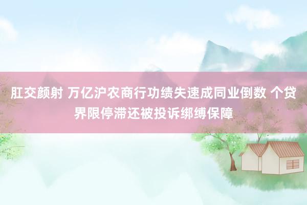 肛交颜射 万亿沪农商行功绩失速成同业倒数 个贷界限停滞还被投诉绑缚保障