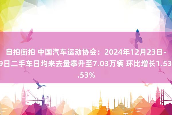 自拍街拍 中国汽车运动协会：2024年12月23日-29日二手车日均来去量攀升至7.03万辆 环比增长1.53%