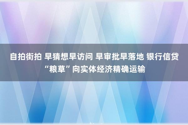 自拍街拍 早猜想早访问 早审批早落地 银行信贷“粮草”向实体经济精确运输