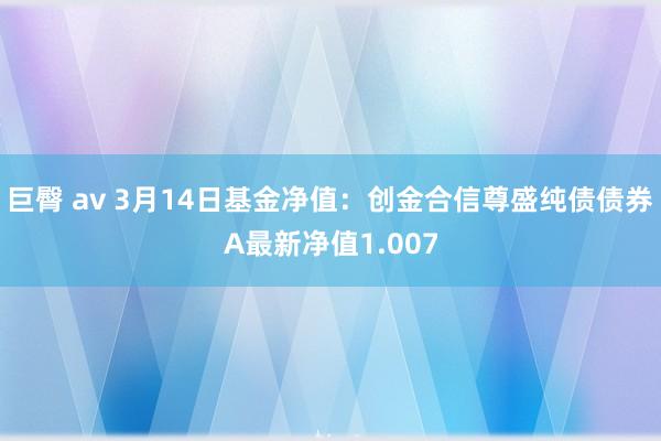 巨臀 av 3月14日基金净值：创金合信尊盛纯债债券A最新净值1.007