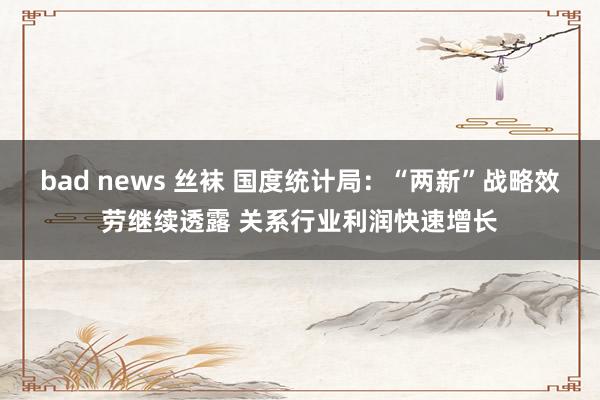 bad news 丝袜 国度统计局：“两新”战略效劳继续透露 关系行业利润快速增长