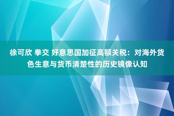 徐可欣 拳交 好意思国加征高额关税：对海外货色生意与货币清楚性的历史镜像认知