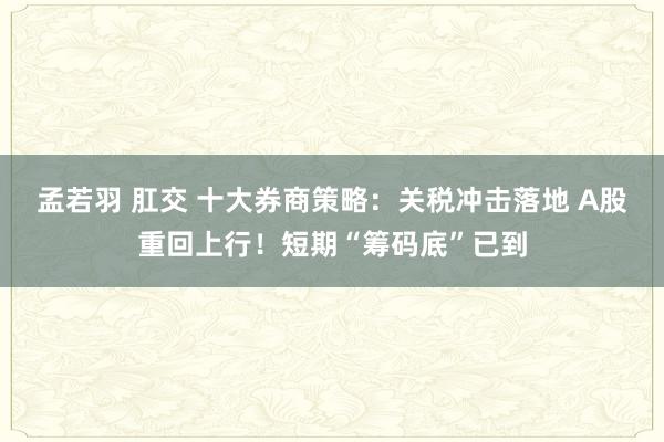 孟若羽 肛交 十大券商策略：关税冲击落地 A股重回上行！短期“筹码底”已到