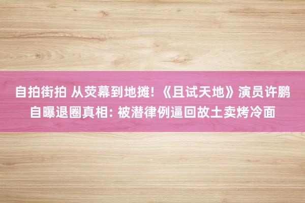 自拍街拍 从荧幕到地摊! 《且试天地》演员许鹏自曝退圈真相: 被潜律例逼回故土卖烤冷面